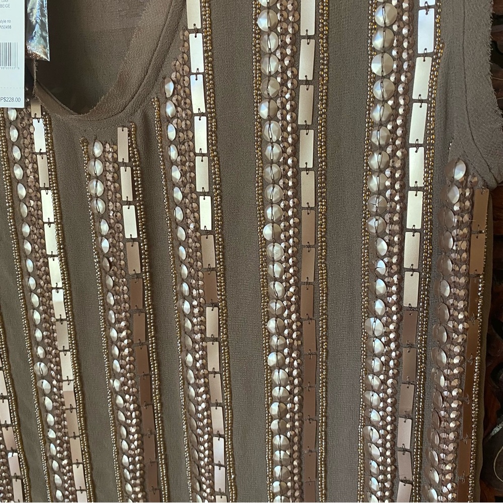 WALTER BAKER W118 BEADED ALLIE TOP IN BEIGE SIZE MEDIUM - Picture 2 of 9